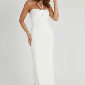 Meshki Krissy Midi Twist Halter Dress - White